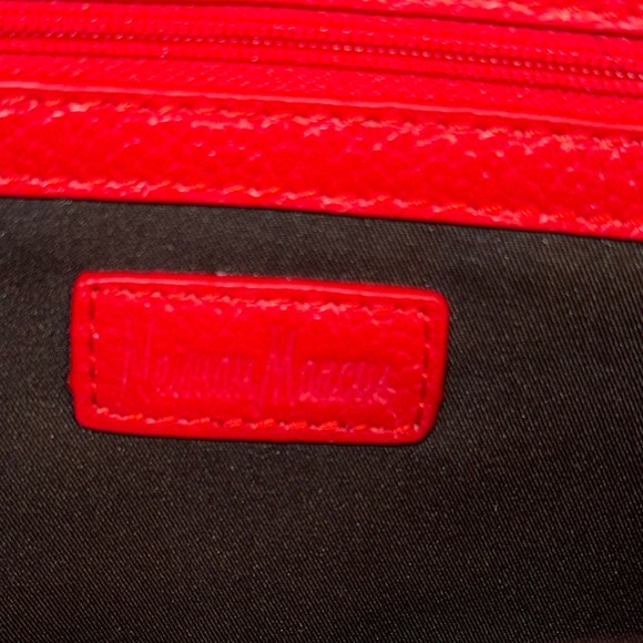 NWT Neiman Marcus Gold Studded Red Leather Clutch with Detatchable Chain Strap - Picture 7 of 9